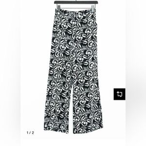 Mango women’s Black and White Floral Trousers - XS